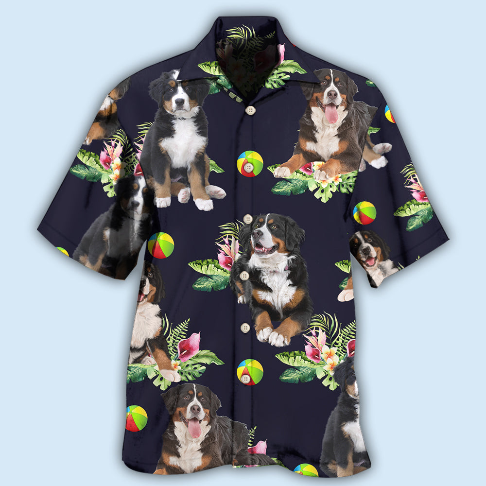 Bernese Mountain Dog Ball Tropical Floral - Hawaiian Shirt