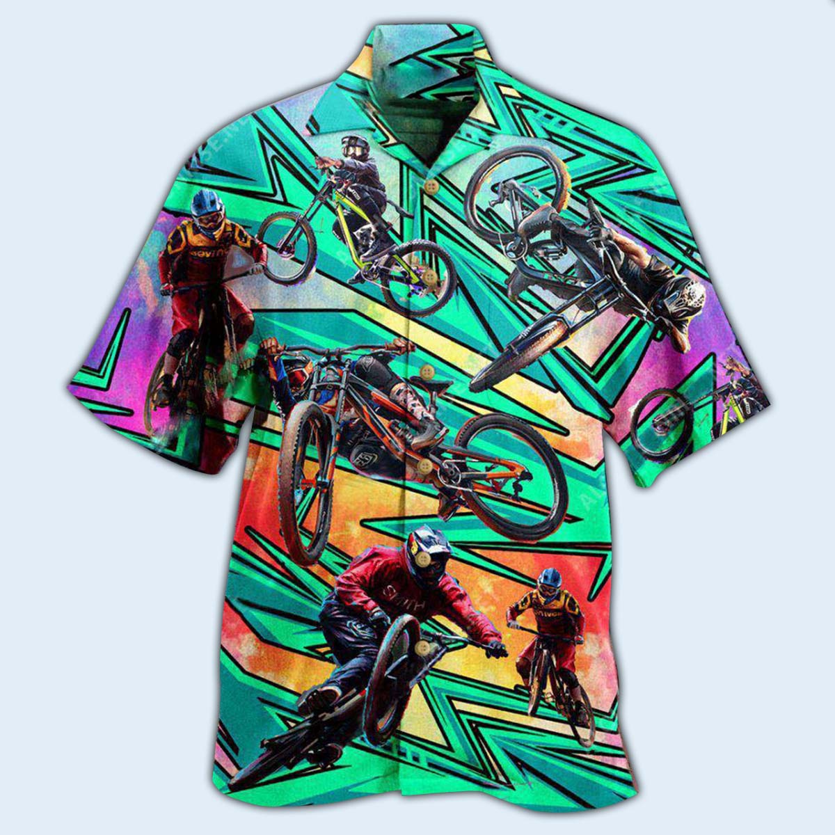 Bike Oh Shift Mountain Biking In Green - Hawaiian Shirt
