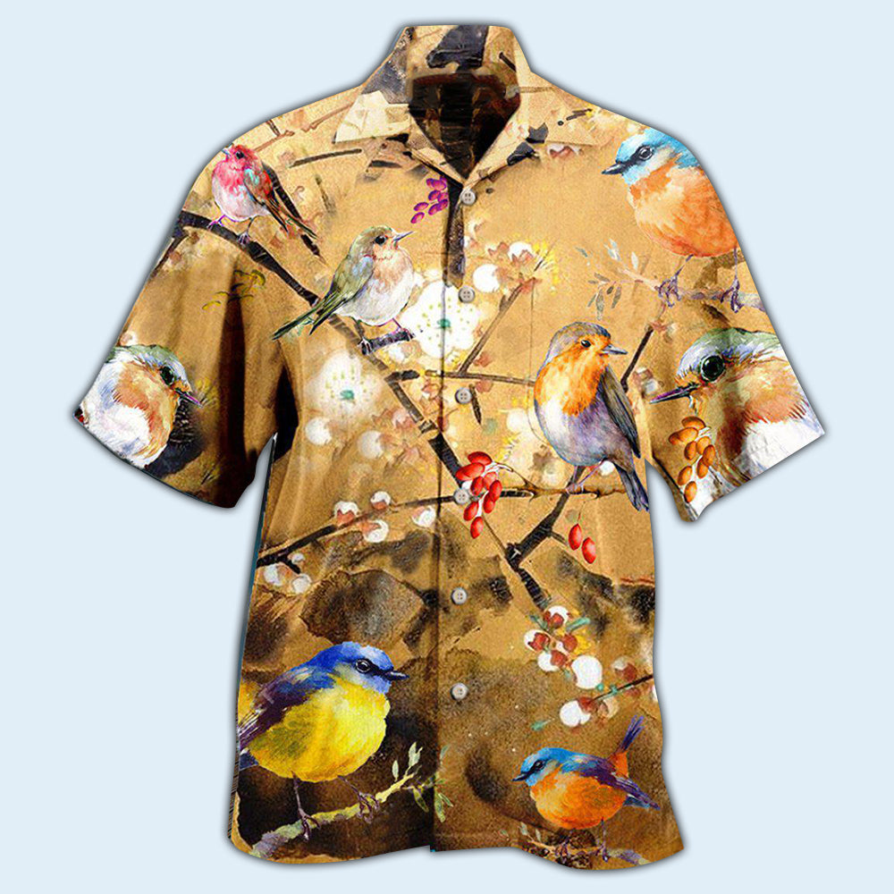 Robin The Bird Took Its Perch On A Tree Branch - Hawaiian Shirt