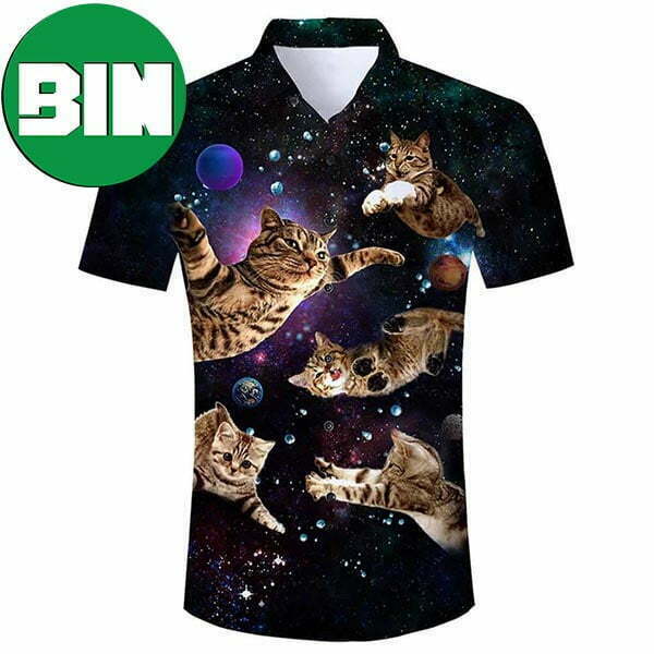 Black Flying Cats Funny Summer Hawaiian Shirt
