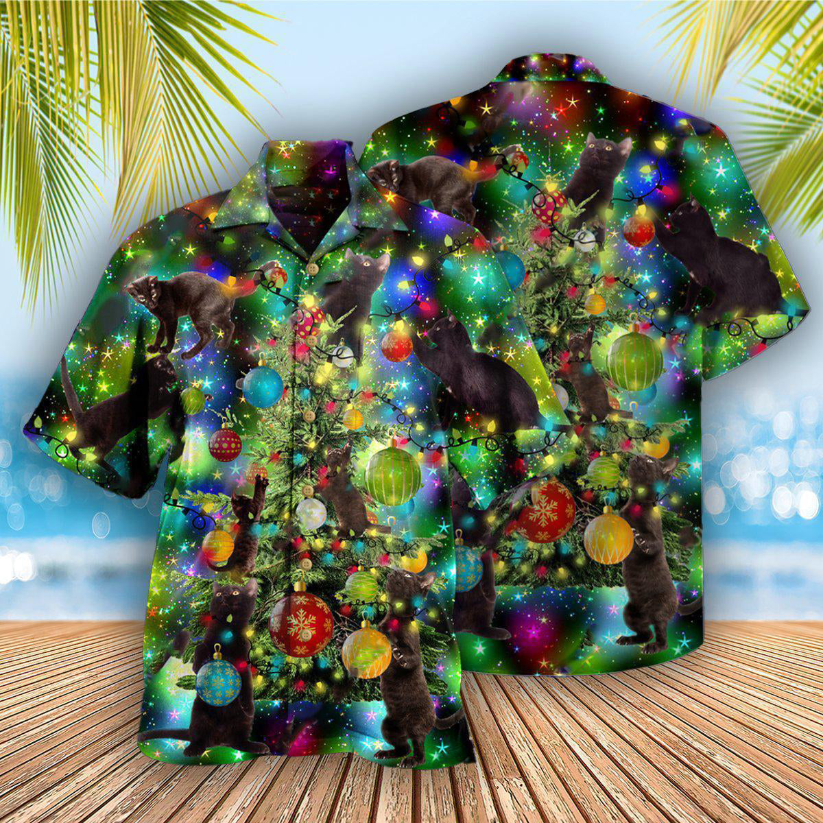 Christmas Black Cat Christmas Let's Get It - Hawaiian Shirt
