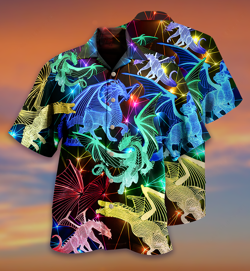 Dragon Neon Love Life Neon Style - Hawaiian Shirt