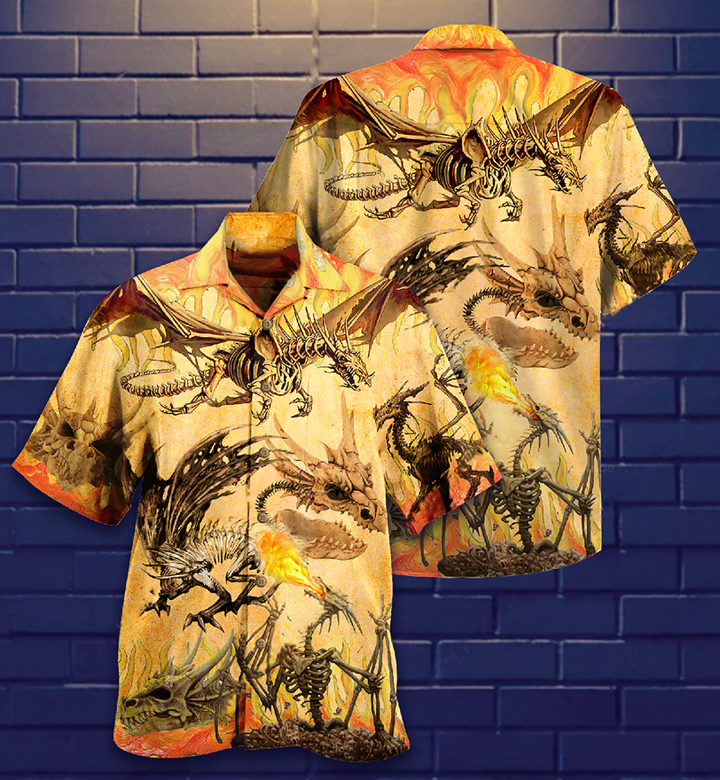 Dragon Skull Fighting On Desert - Hawaiian Shirt