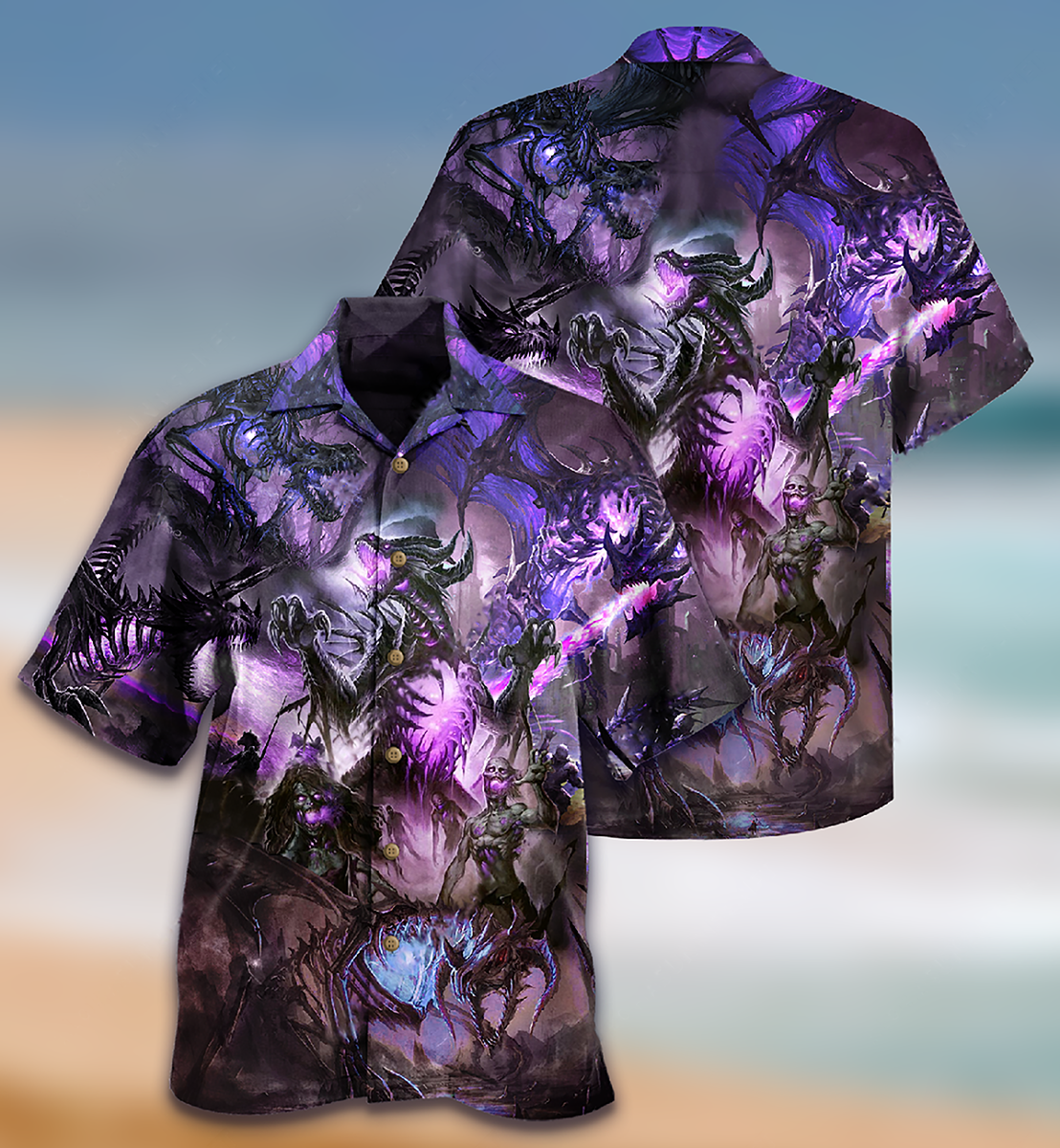 Dragon Purple Skull Love Life - Hawaiian Shirt
