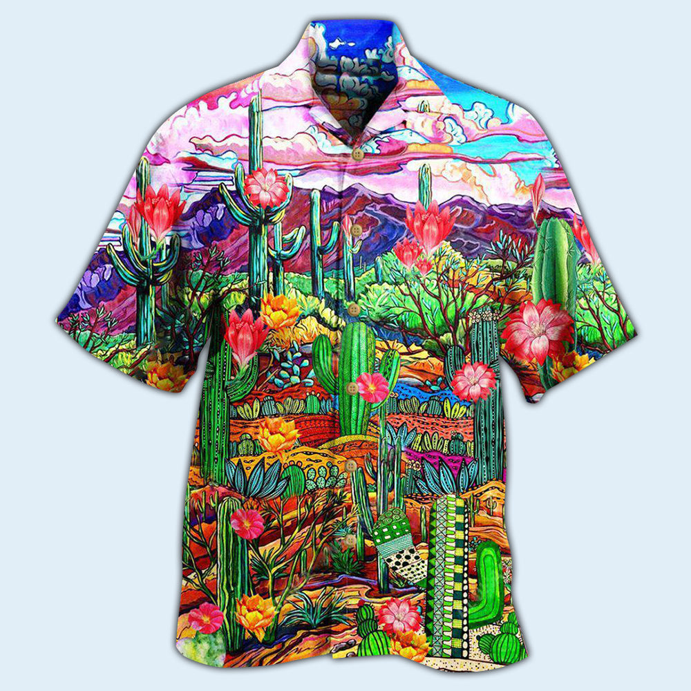 Cactus Flower On The Field Sky - Hawaiian Shirt