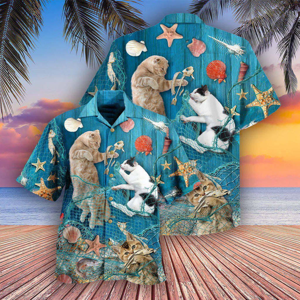 Cat Lazy On Beach - Hawaiian Shirt