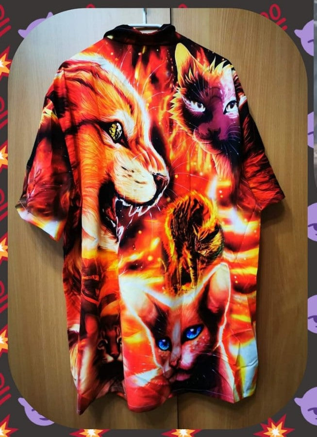 Cat Play Fire - Hawaiian Shirt