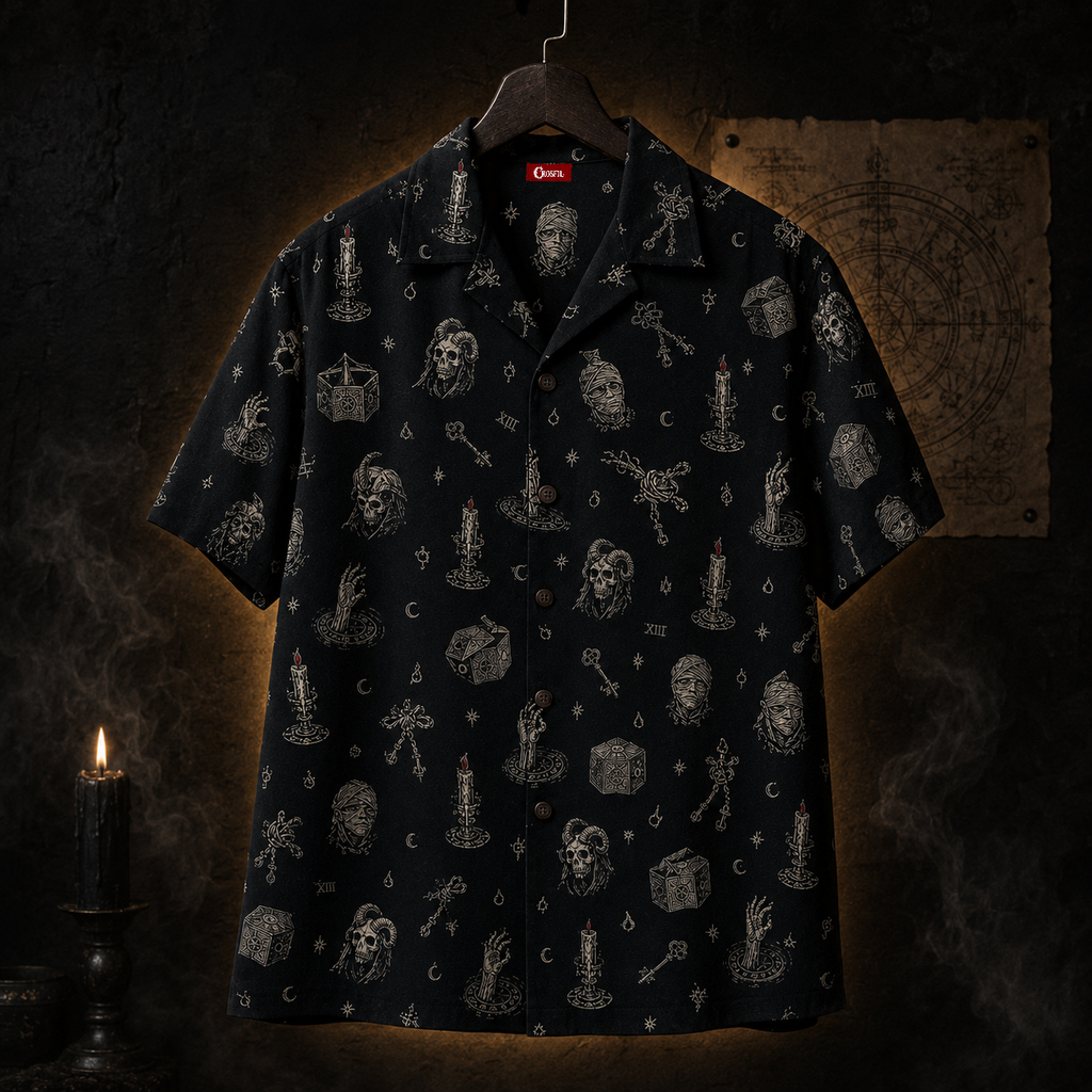 The Altar XIII — Occult Ritual Micro-Repeat Hawaiian Shirt