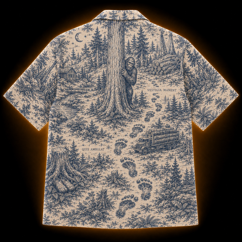 Crosfil The Footprints 1958 Hawaiian Shirt — Bigfoot Toile Print