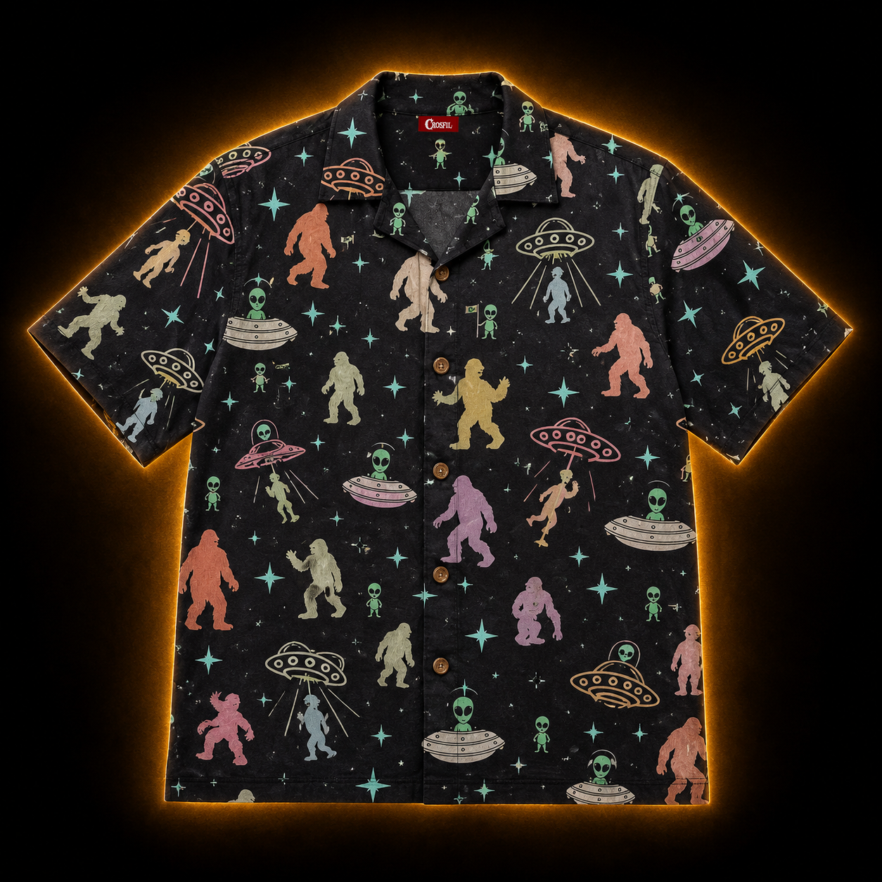 Cryptid Encounter — Bigfoot & Aliens Hawaiian Shirt