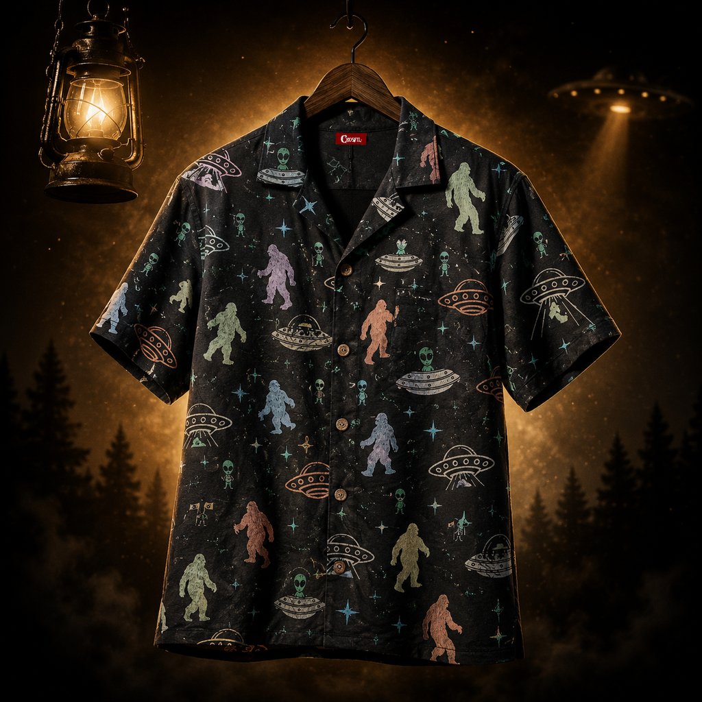 Cryptid Encounter — Bigfoot & Aliens Hawaiian Shirt