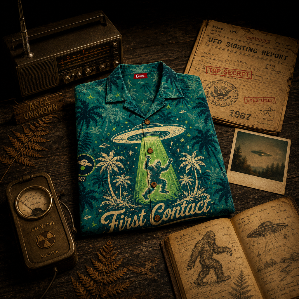 First Contact '67 — Bluff Creek Abduction Hawaiian Shirt
