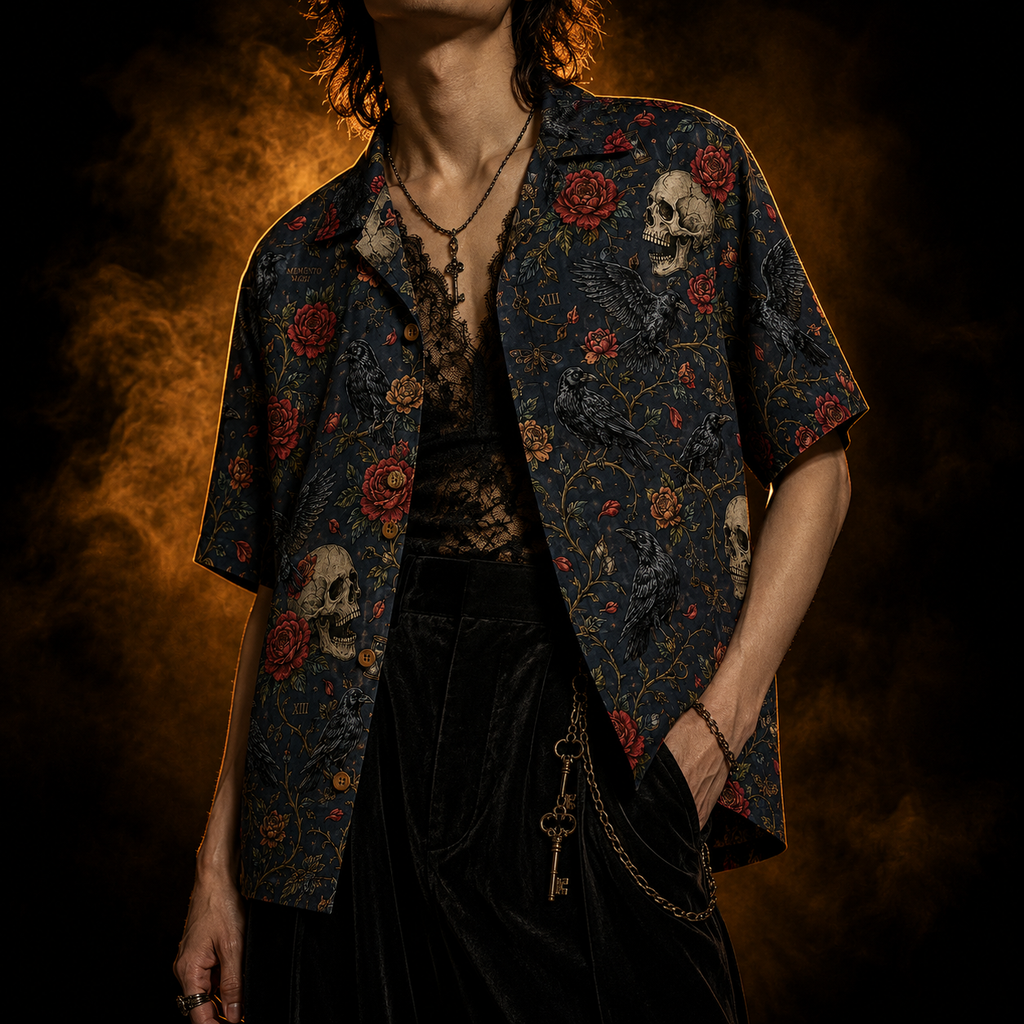 Ravens & Roses — Memento Mori Hawaiian Shirt