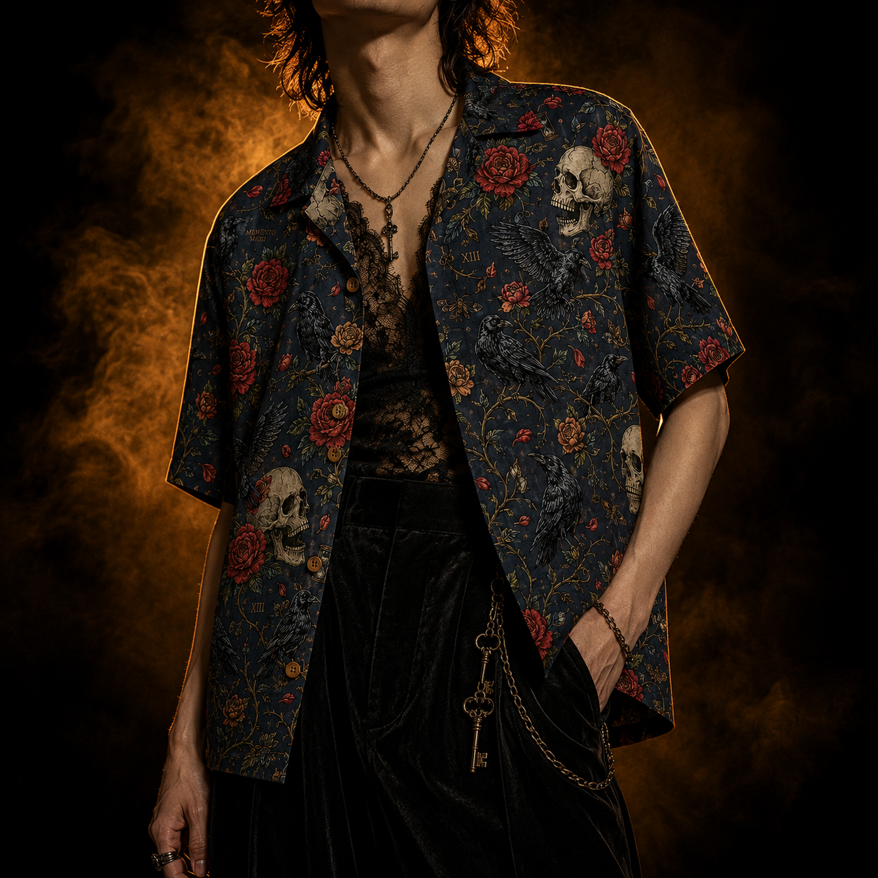 Ravens & Roses — Memento Mori Hawaiian Shirt