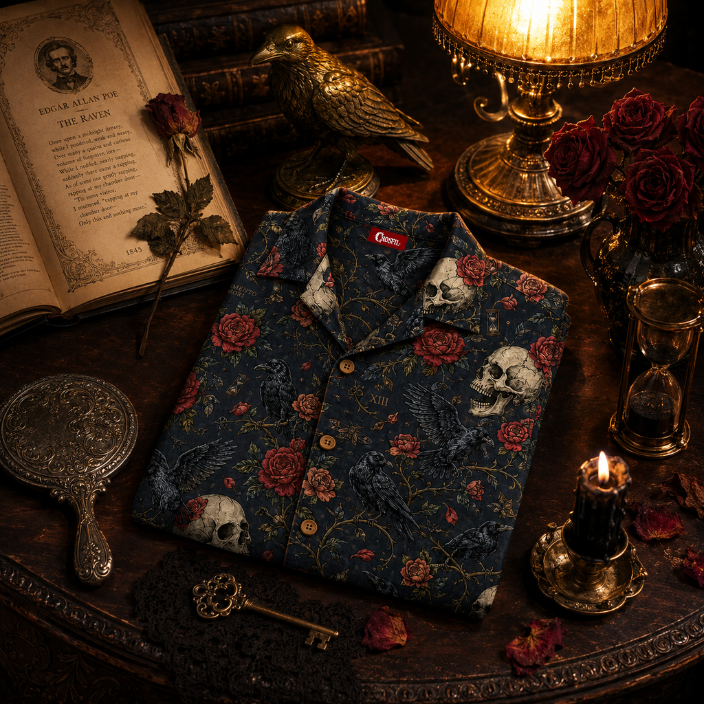 Ravens & Roses — Memento Mori Hawaiian Shirt