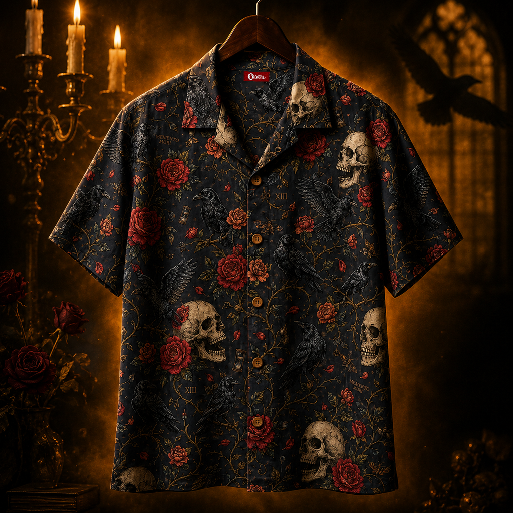Ravens & Roses — Memento Mori Hawaiian Shirt