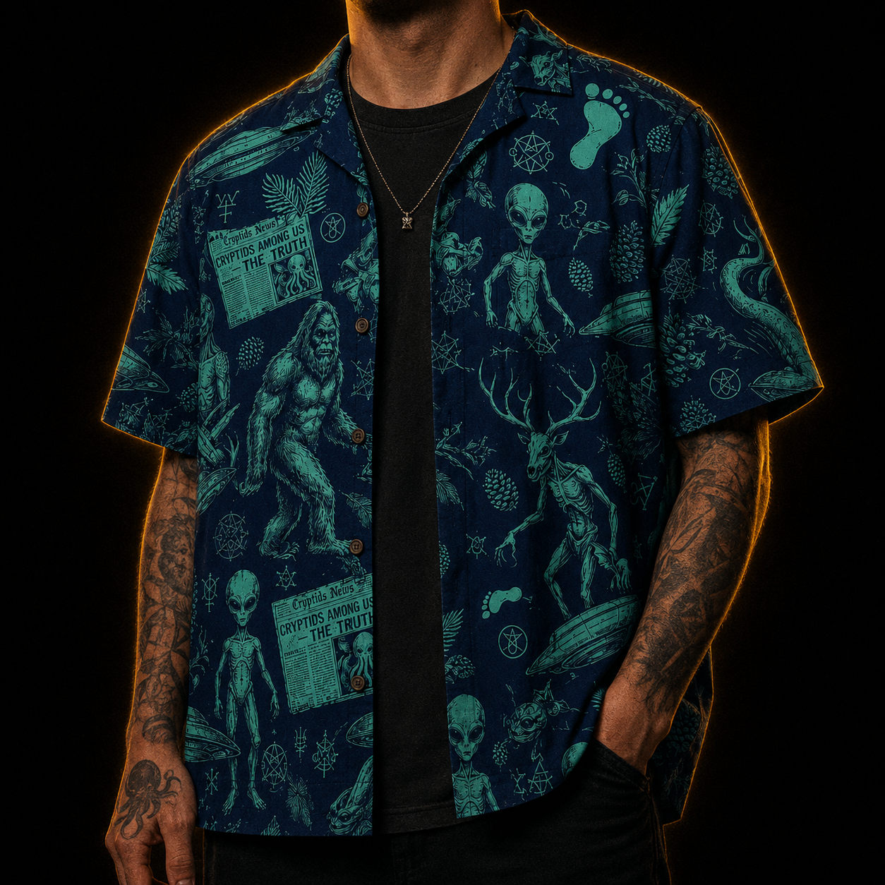 Cryptids Among Us — Paranormal Sightings Hawaiian Shirt