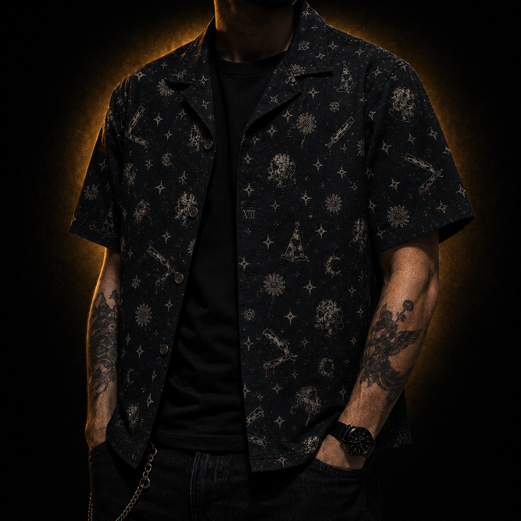 Dark Carnival XIII — Vintage Micro-Repeat Hawaiian Shirt