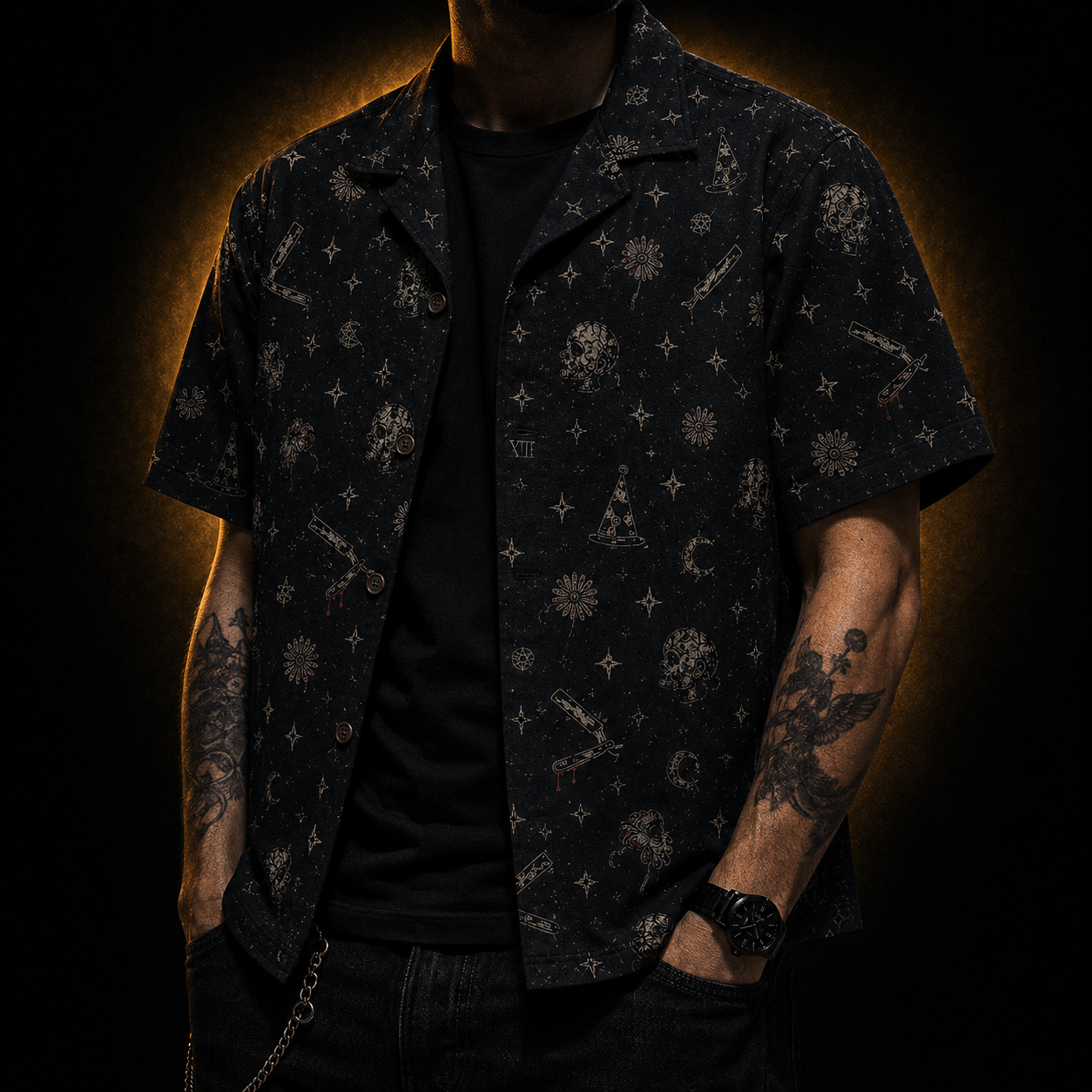 Dark Carnival XIII — Vintage Micro-Repeat Hawaiian Shirt