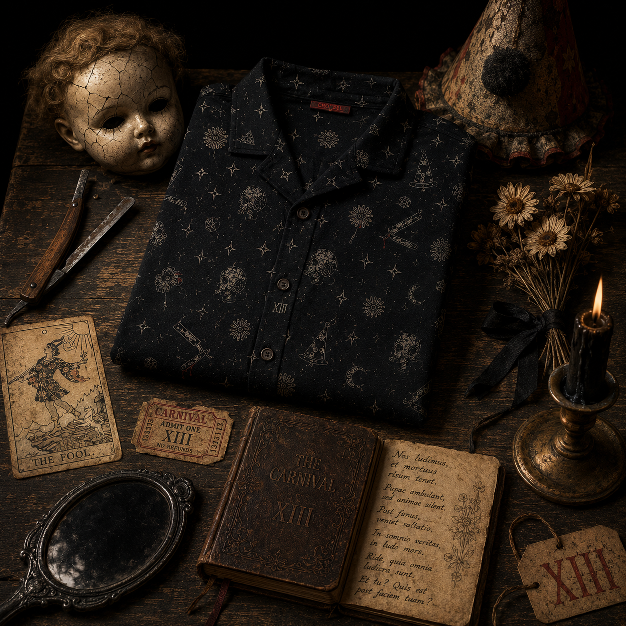 Dark Carnival XIII — Vintage Micro-Repeat Hawaiian Shirt