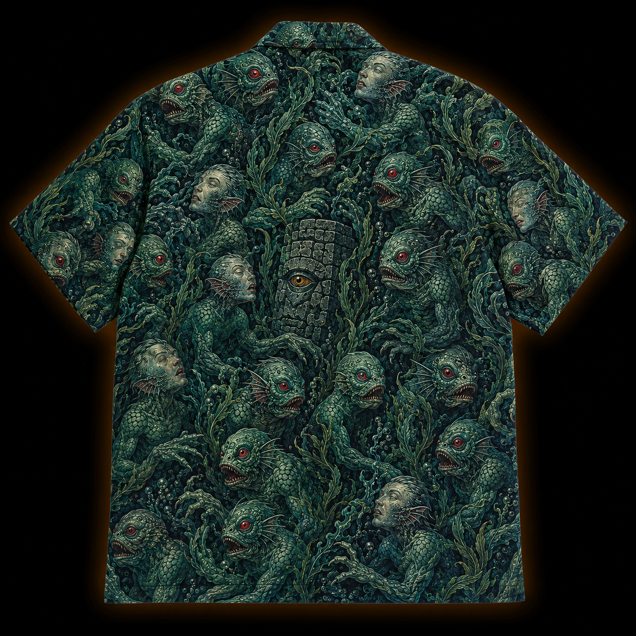 Innsmouth Tide Hawaiian Shirt — Deep Ones All-Over Print