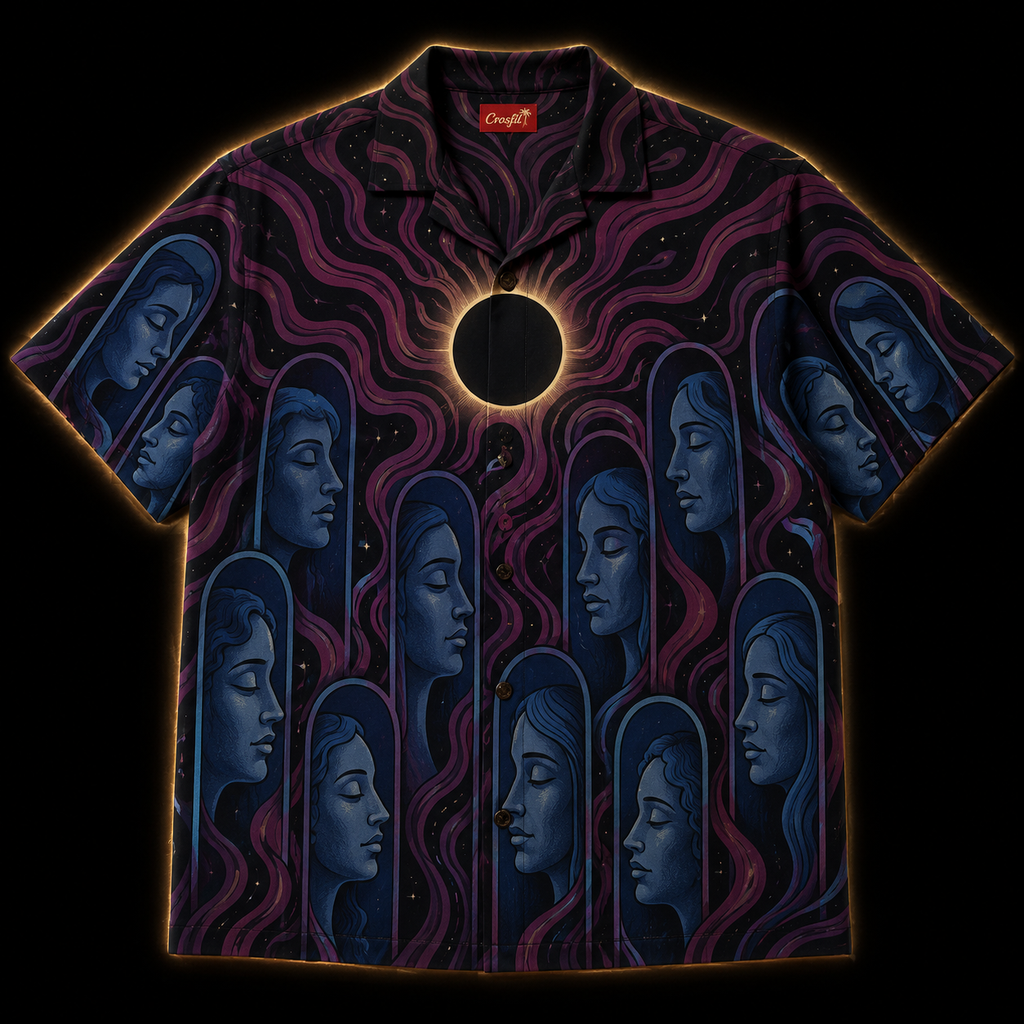 The Sleeping Choir: Eclipse — Dark Occult Faces Hawaiian Shirt