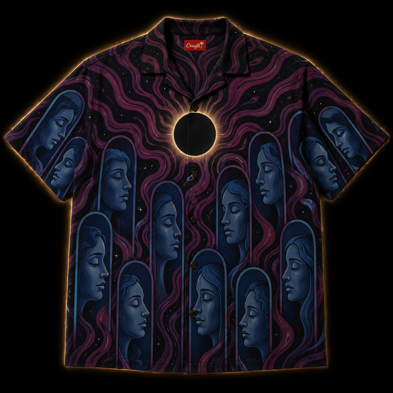 The Sleeping Choir: Eclipse — Dark Occult Faces Hawaiian Shirt