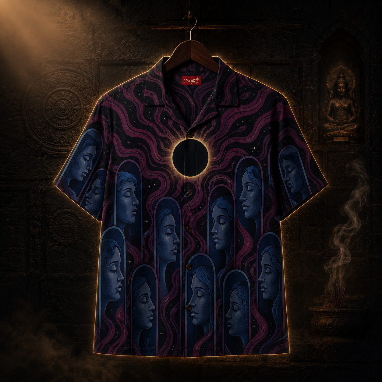 The Sleeping Choir: Eclipse — Dark Occult Faces Hawaiian Shirt