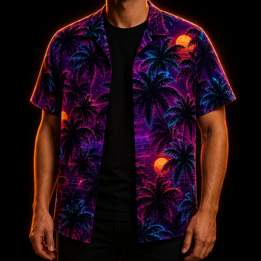 Neon Coast XIII — Synthwave Paradise Hawaiian Shirt