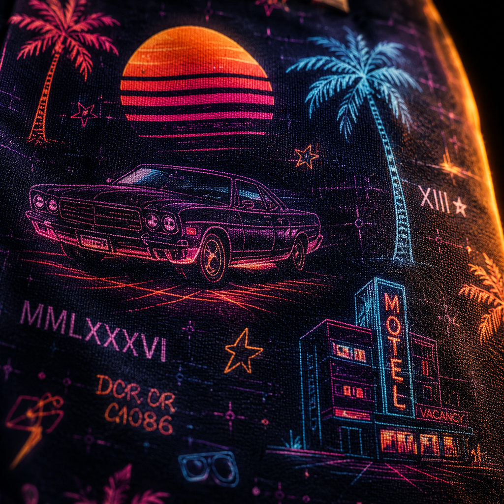 Midnight Boulevard — Neon Dreams Synthwave Hawaiian Shirt