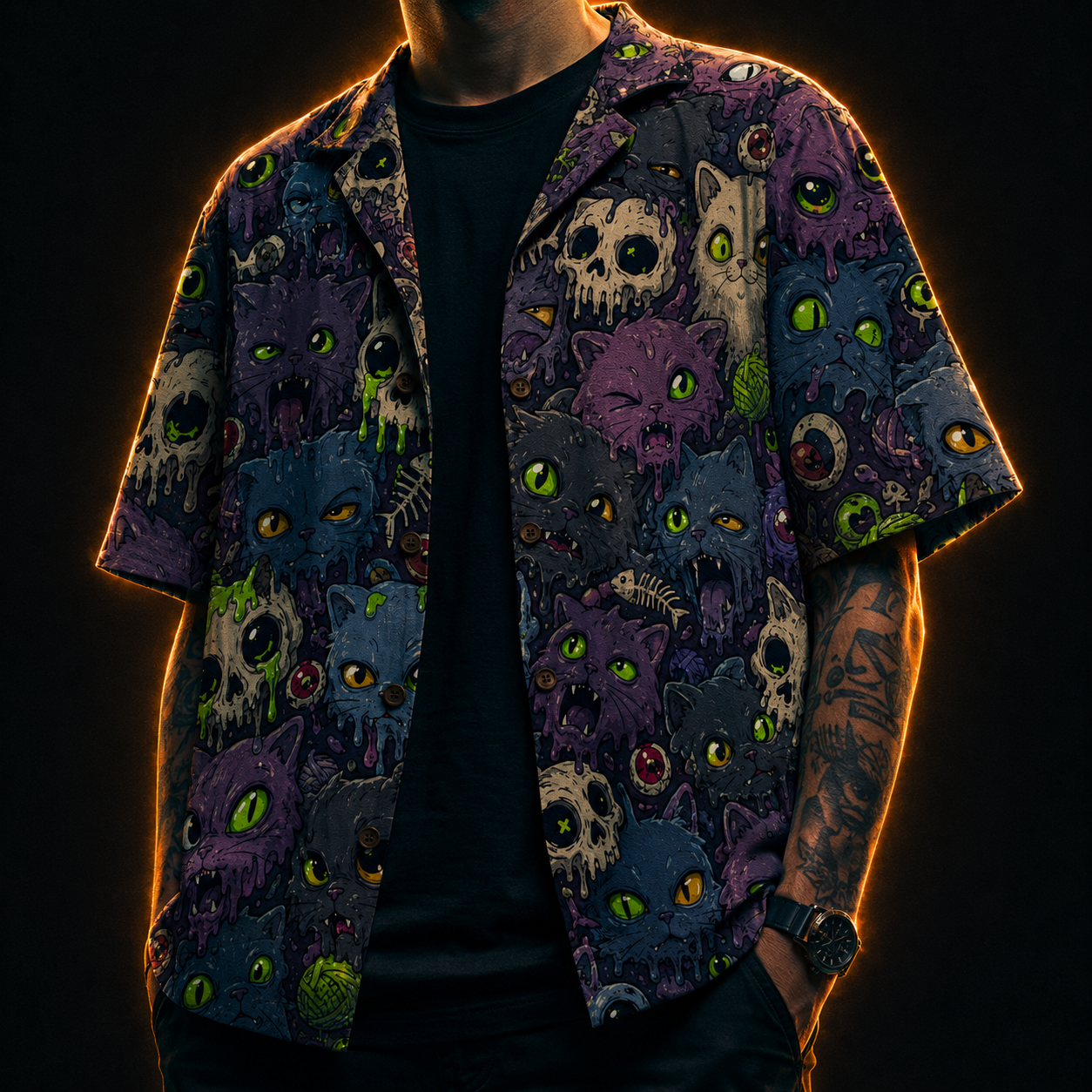 Meltdown Cats — Toxic Cartoon Cat Hawaiian Shirt