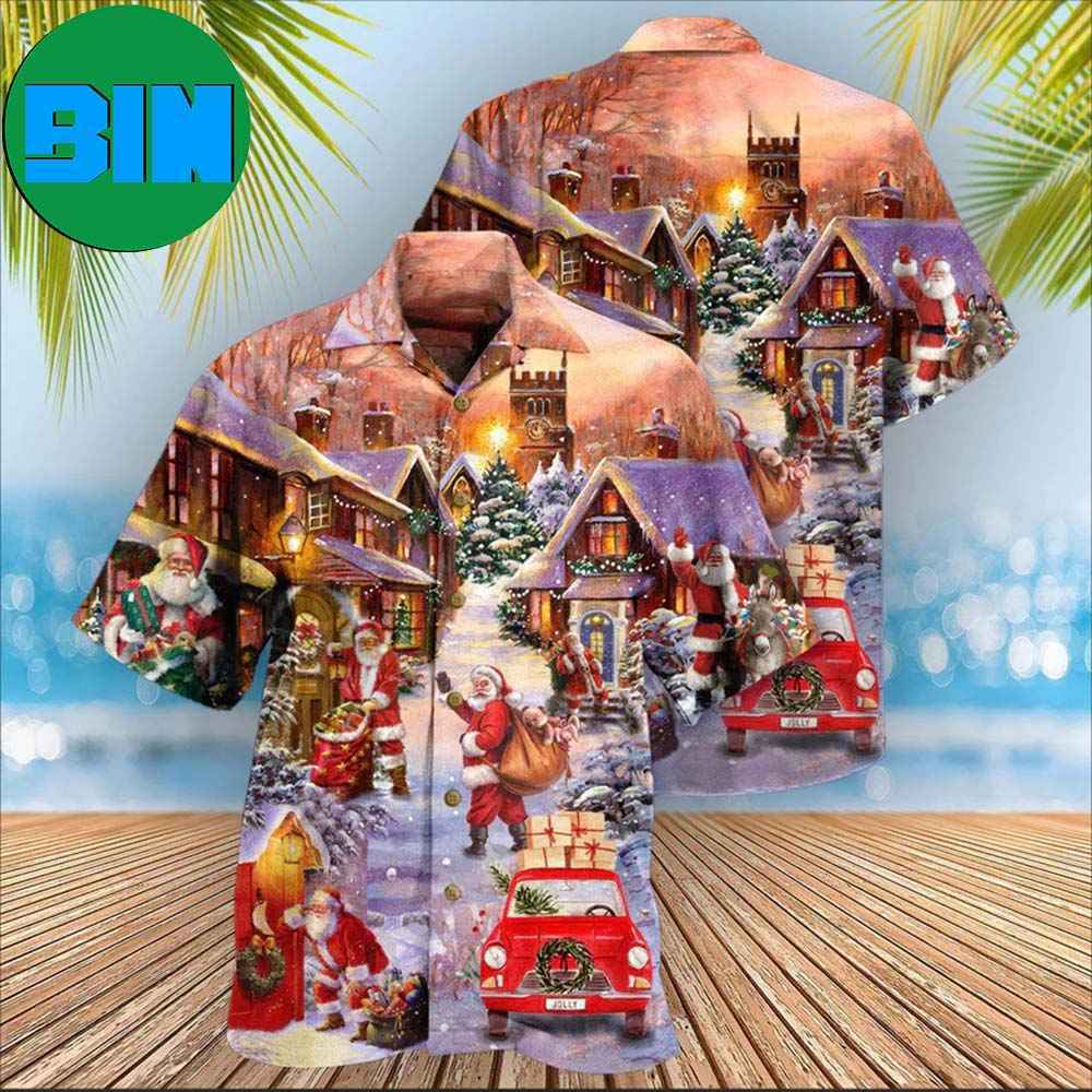 Christmas Santa Is Delivering Love Christmas Street Summer Hawaiian Shirt