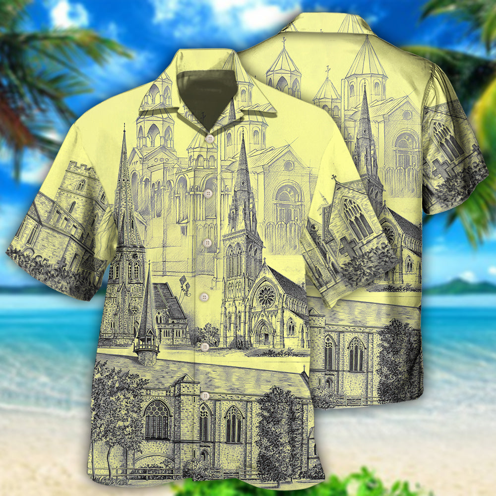 Church With Grey Vintage Style - Hawaiian Shirt