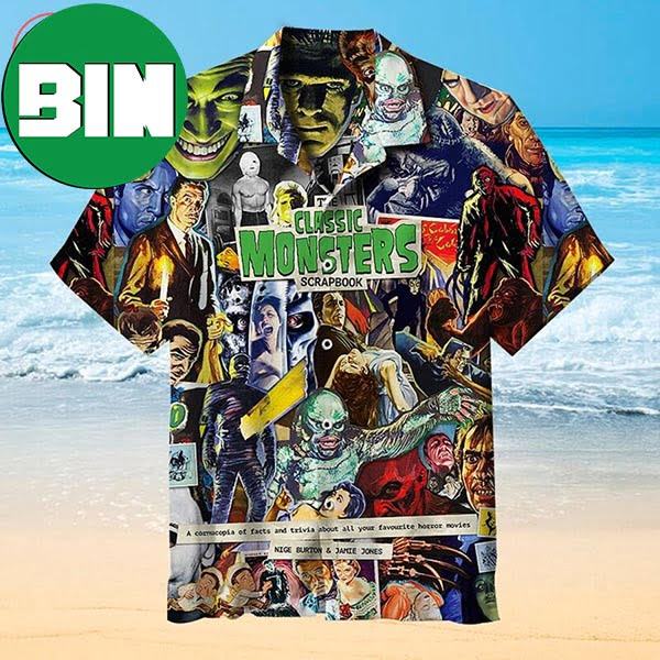 Classic Monsters Scrapbook 2023 Summer Hawaiian Shirt