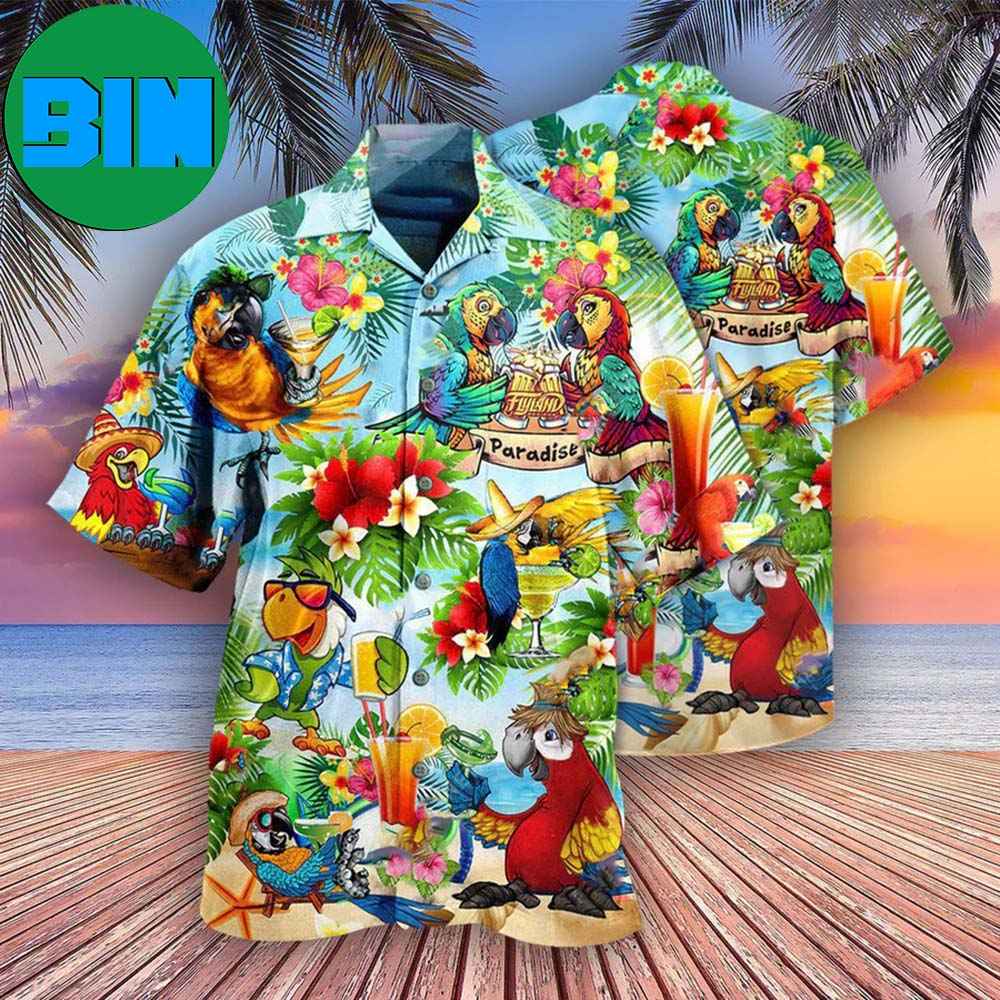Cocktail And Parrots It's Five Oclock Somewhere Style Summer Hawaiian Shirt