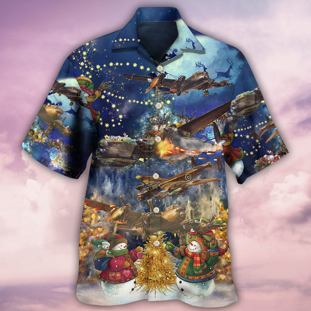 Combat Aircraft Merry Christmas Night - Hawaiian Shirt