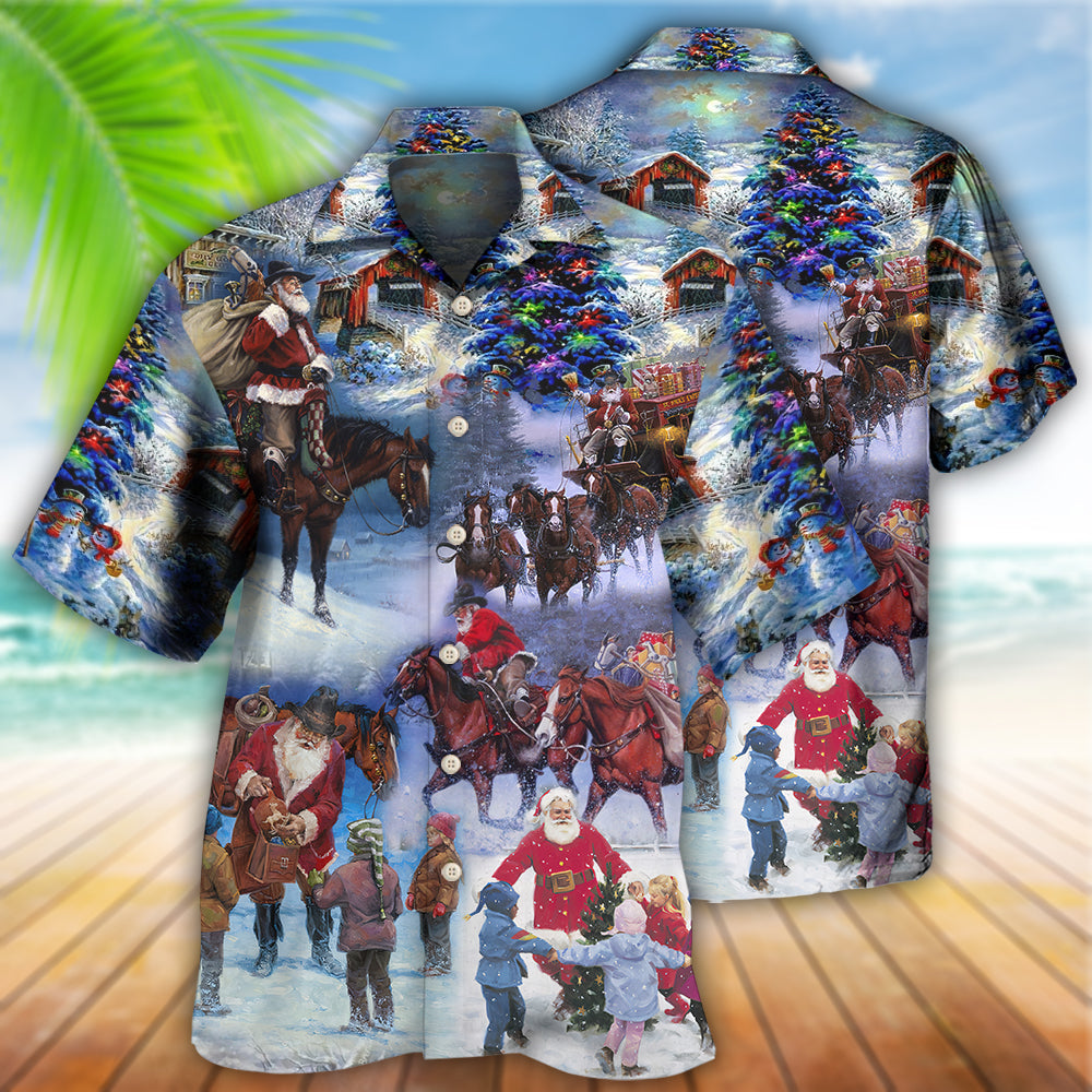 Cowboy Santa Merry Christmas Love Children - Hawaiian Shirt