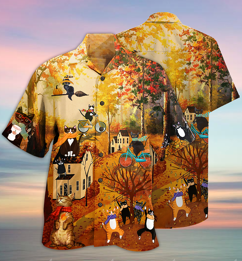 Cat Happy Fall Y'All Cat - Hawaiian Shirt