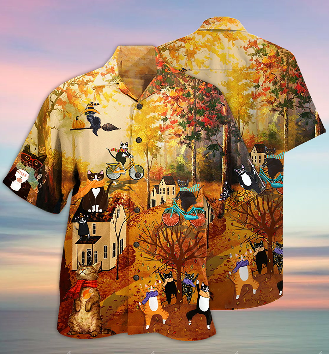 Cat Happy Fall Y'All Cat - Hawaiian Shirt