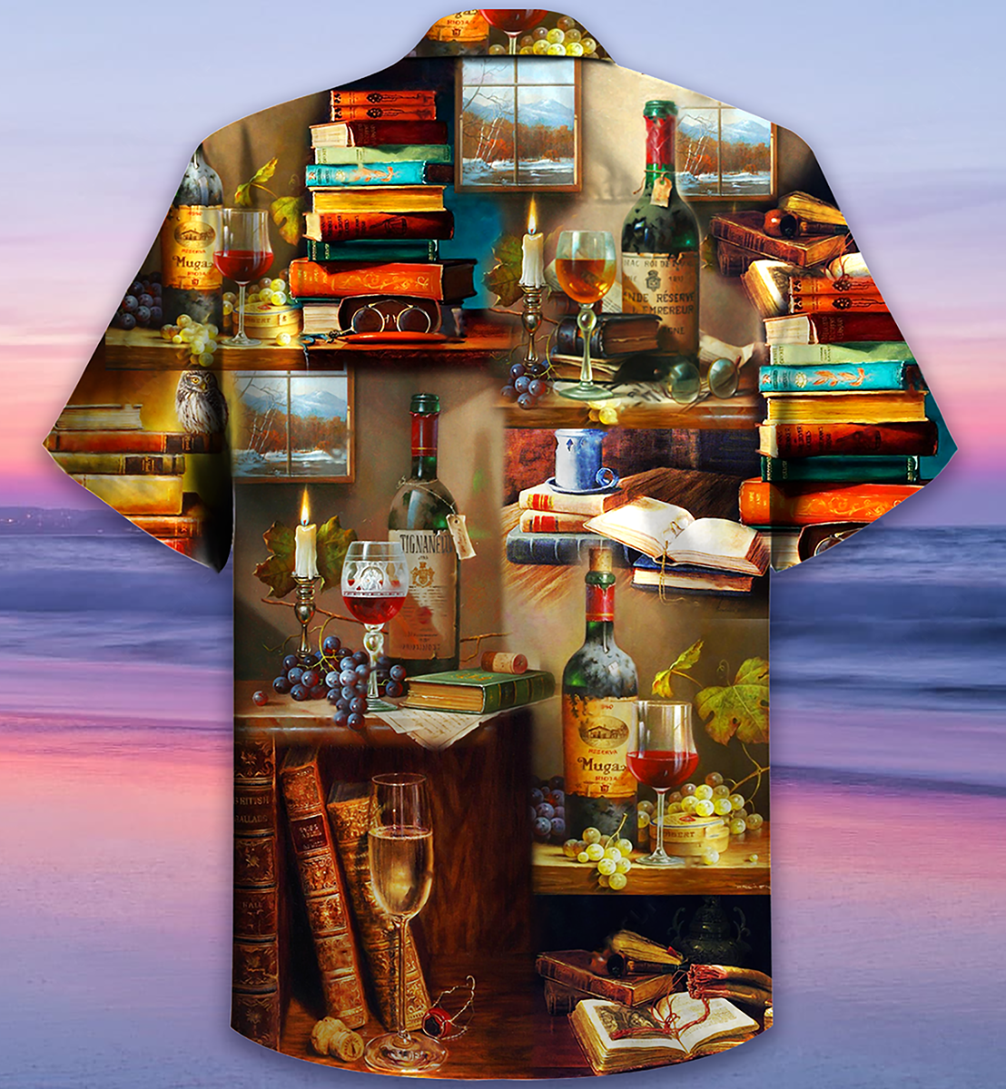 Book And The Smell Of Fine Drink Wine - Hawaiian Shirt