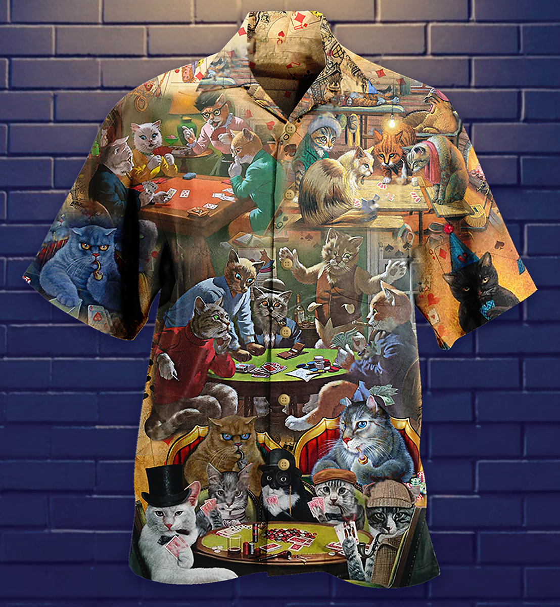 Cat Play Card Games - Hawaiian Shirt