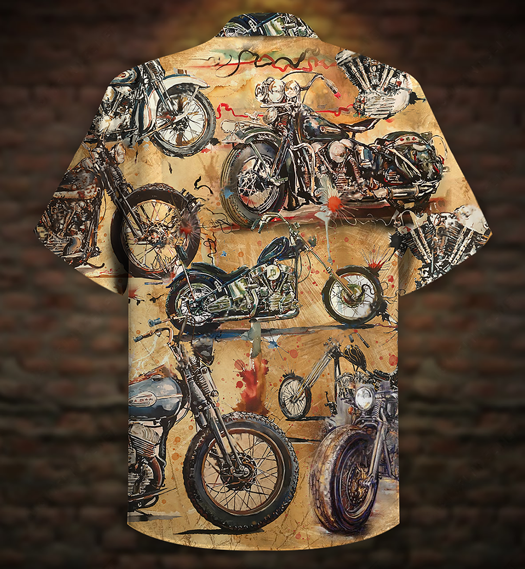 Motorcycle Vintage Style Ride And Live Today - Hawaiian Shirt