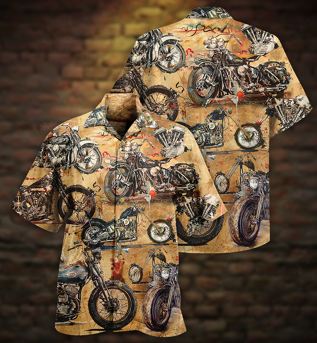 Motorcycle Vintage Style Ride And Live Today - Hawaiian Shirt
