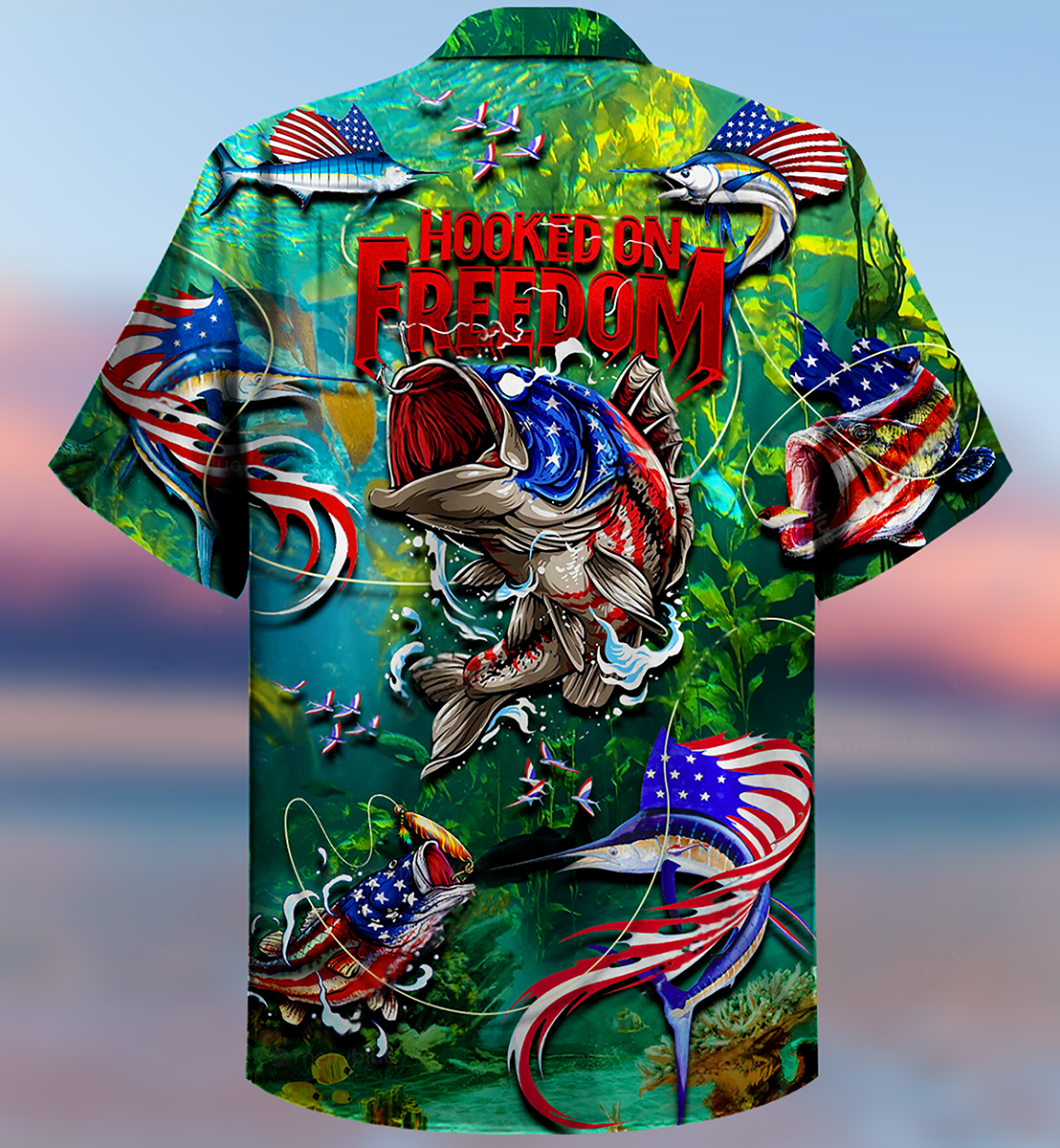 Fishing Hooked On Freedom America - Hawaiian Shirt