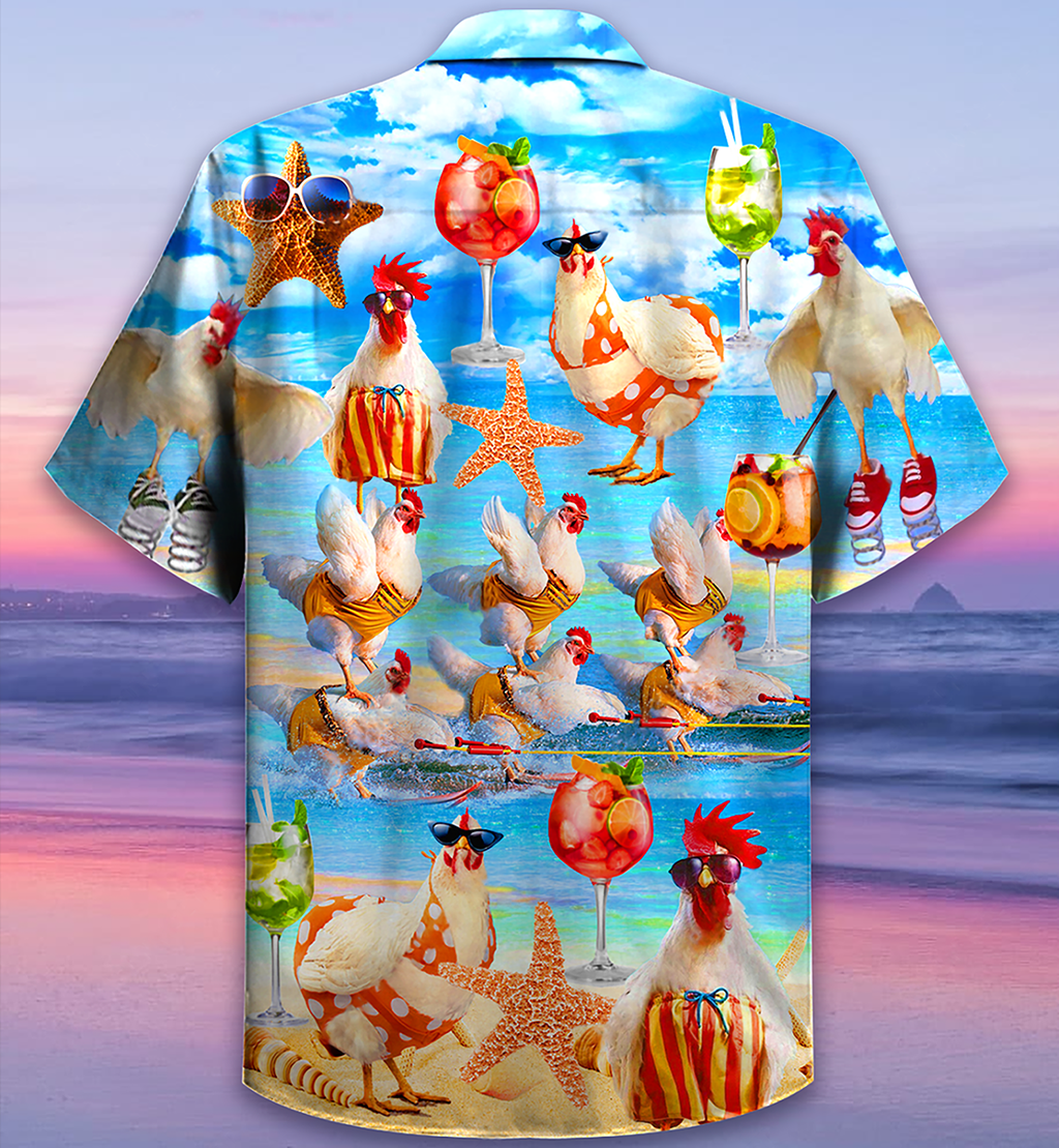 Chicken On The Beach Love Summer - Hawaiian Shirt