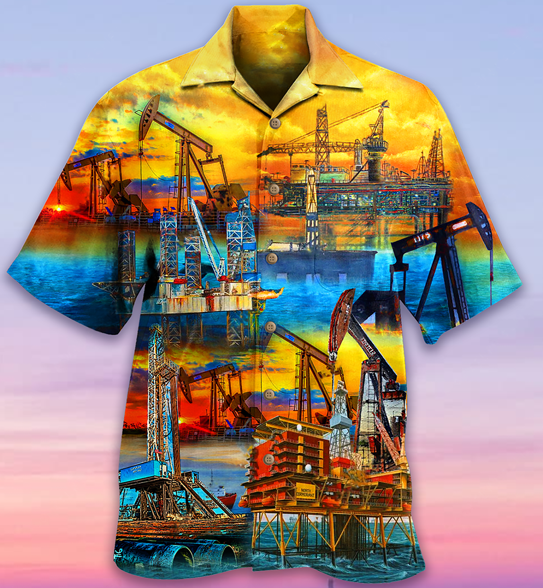 Oil Sunset At The Oil Field - Hawaiian Shirt