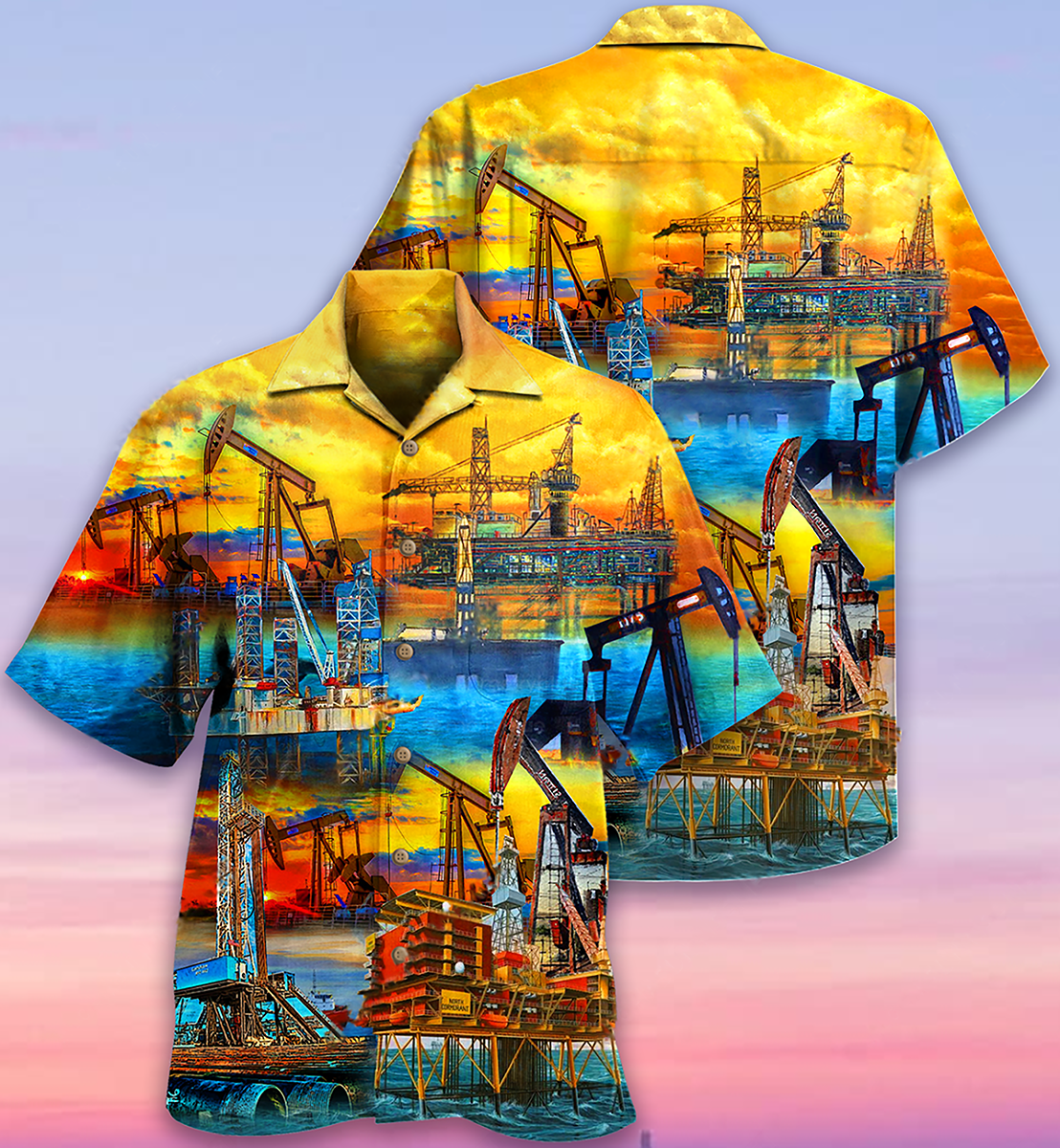 Oil Sunset At The Oil Field - Hawaiian Shirt