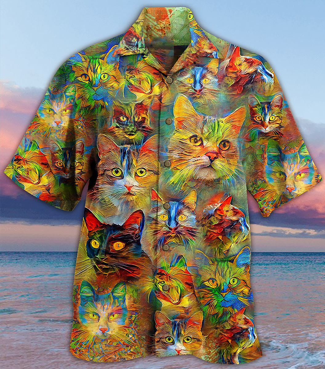 Cat Beautiful Colorful Painting - Hawaiian Shirt