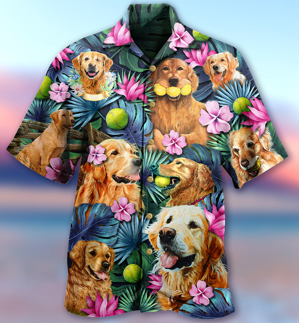Golden Retriever Dog Lovely Hug A Golden - Hawaiian Shirt