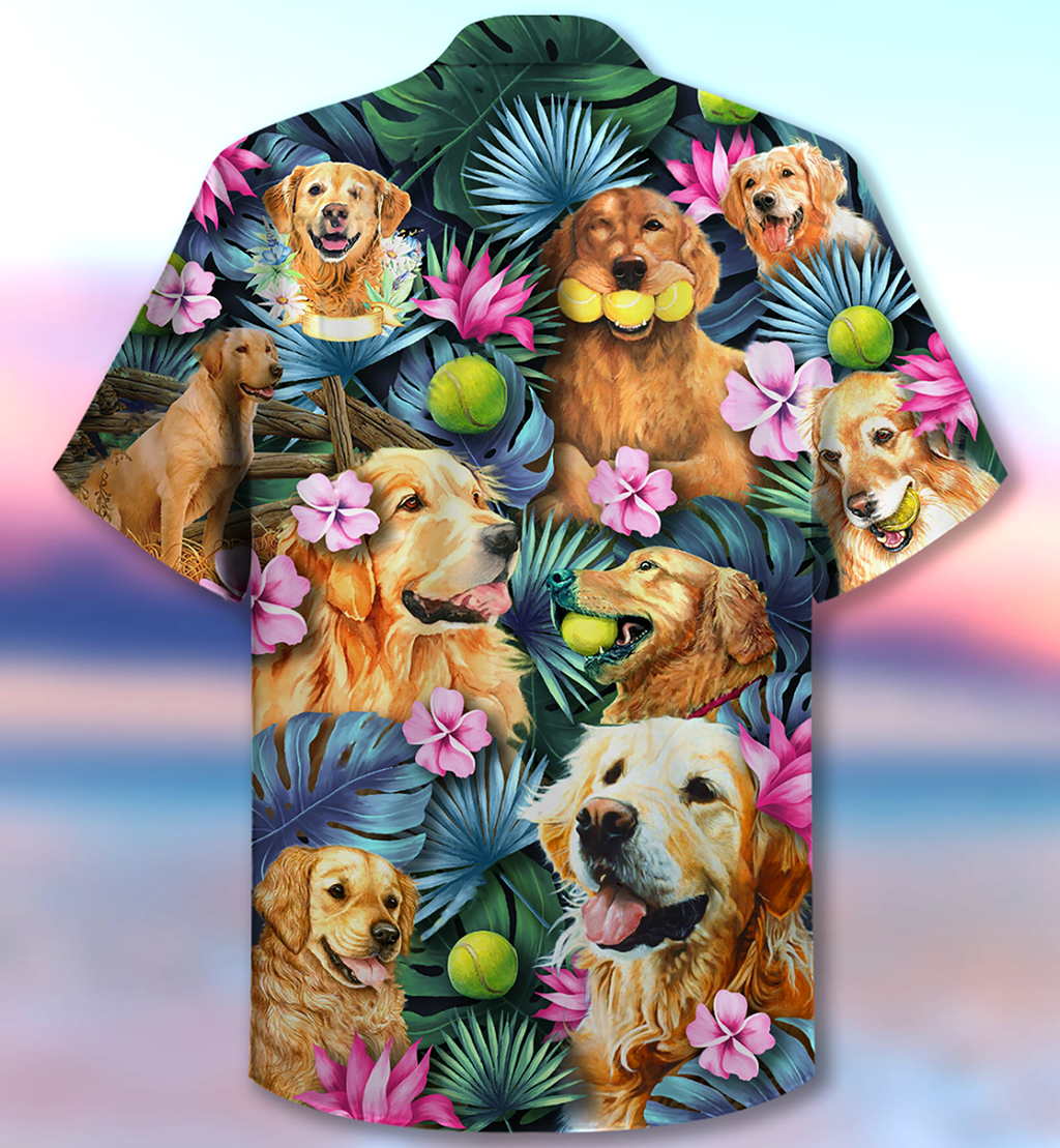 Golden Retriever Dog Lovely Hug A Golden - Hawaiian Shirt